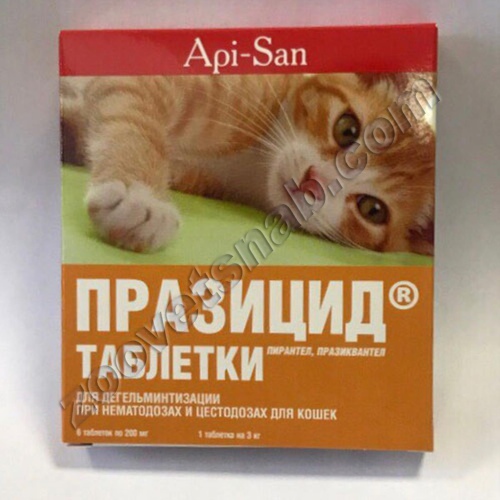 Празицид таблетки (кошки) 6 таб в упак. 1/100упак